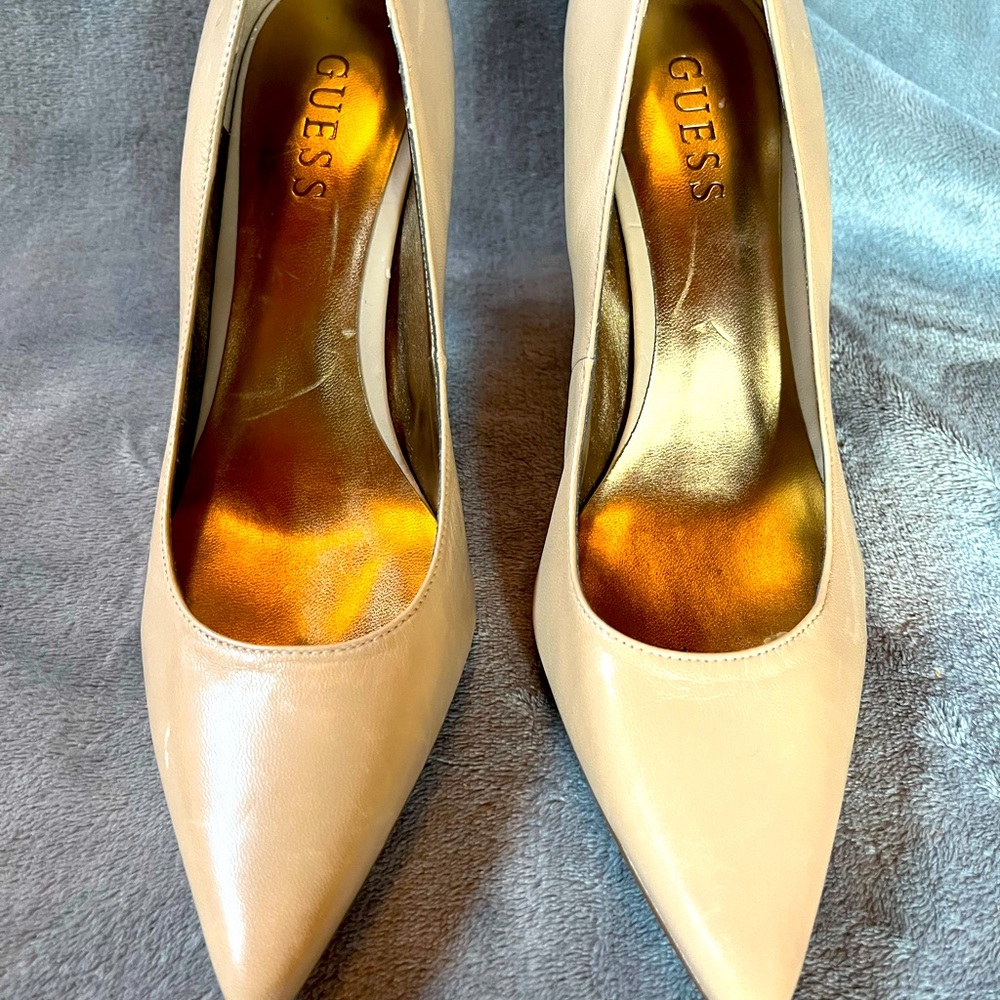 Beautiful leather dress shoes with brown wooden heel 3.5 inch heels